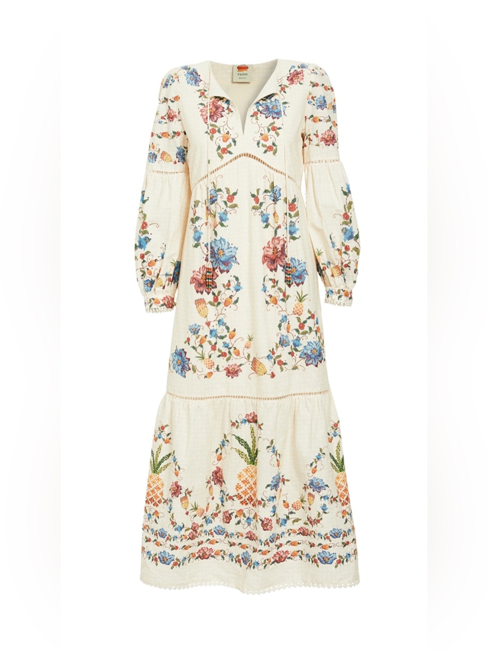 EUC Farm Rio Embroidered Fruit Maxi Dress In Multi - Picture 2 of 6